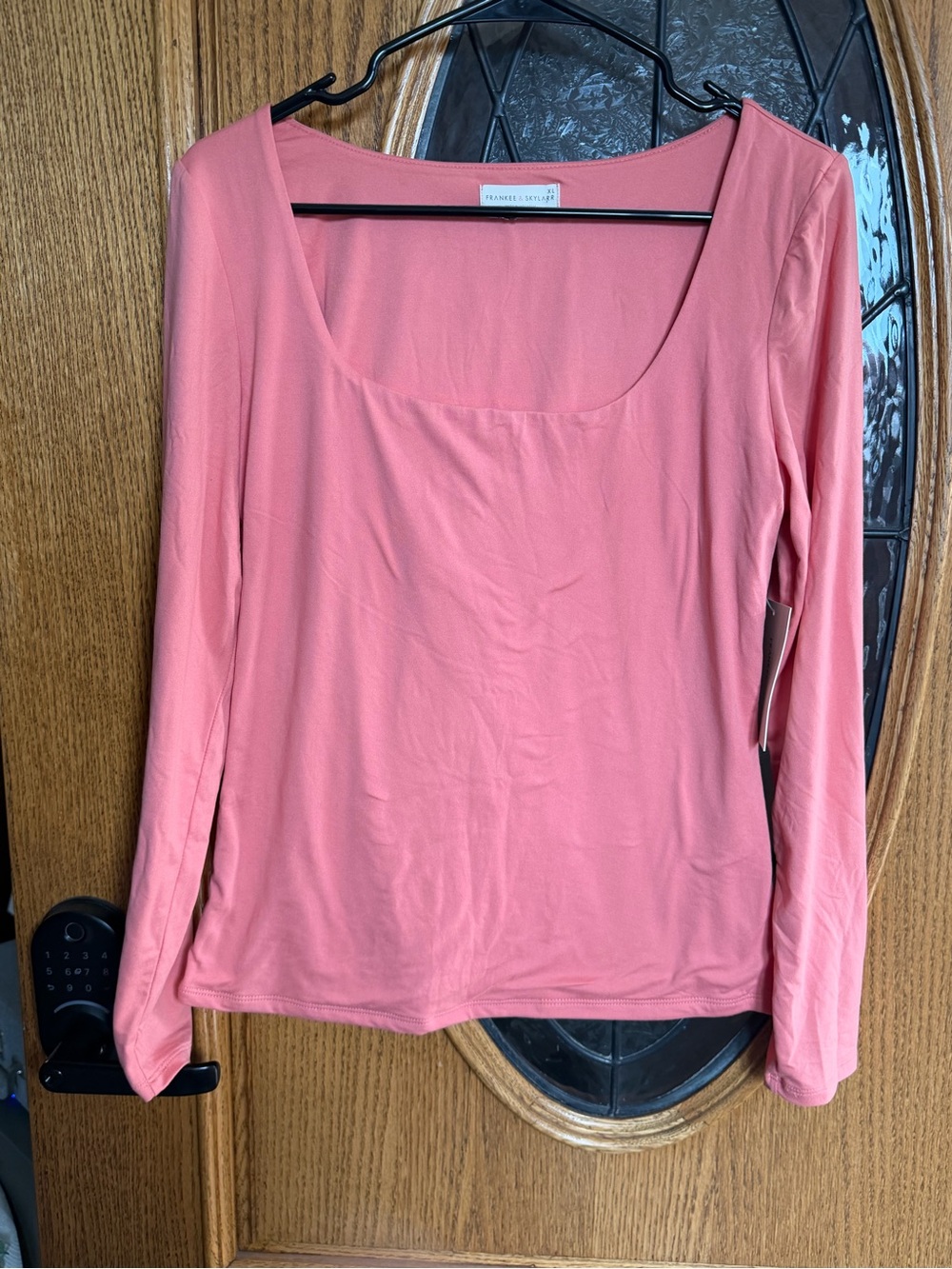 Frankee & Skylarr Coral Scoop-Neck Long Sleeve Top